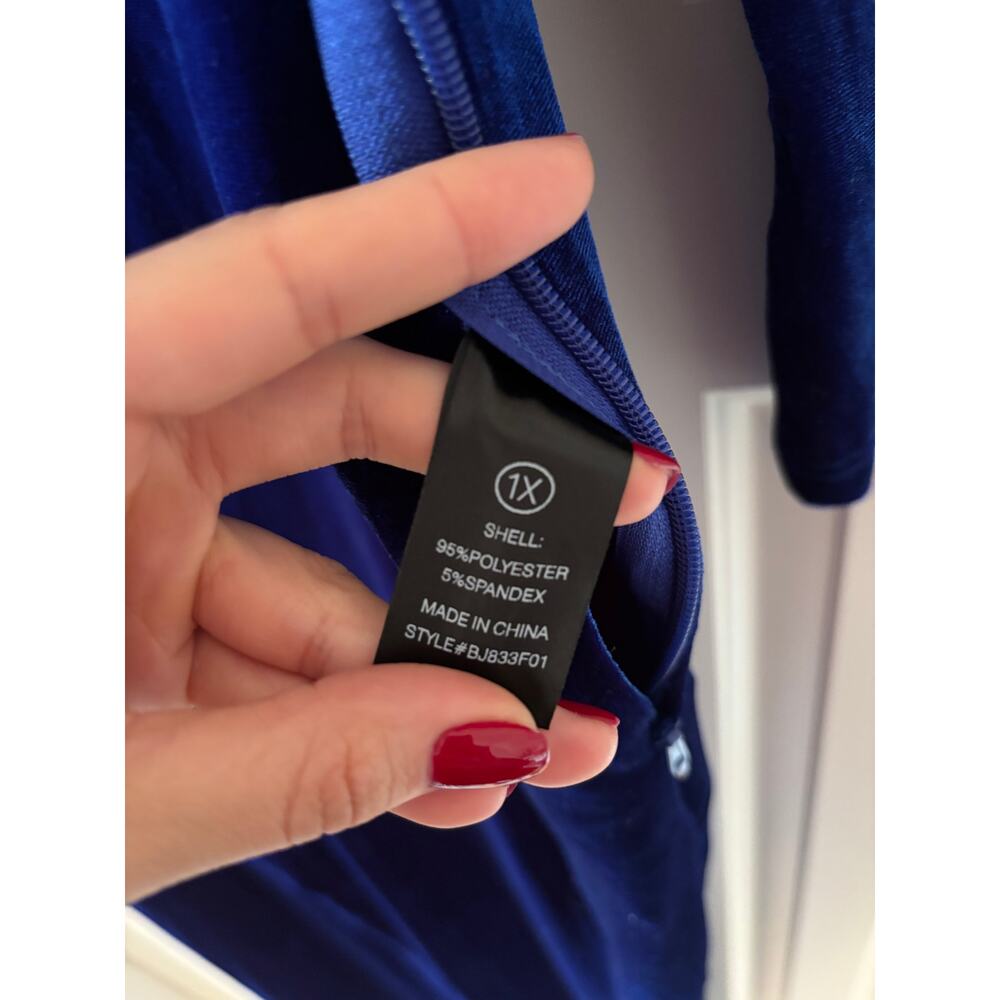 Fashion Nova Royal Blue Velvet Jumpsuit XL - Picture 13 of 14